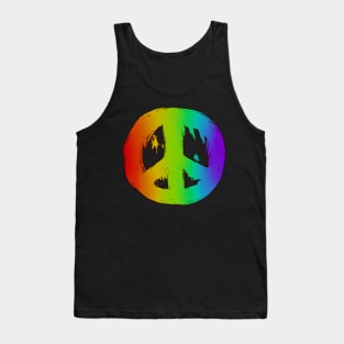 Ragged Peace Sign Rainbow Tank Top